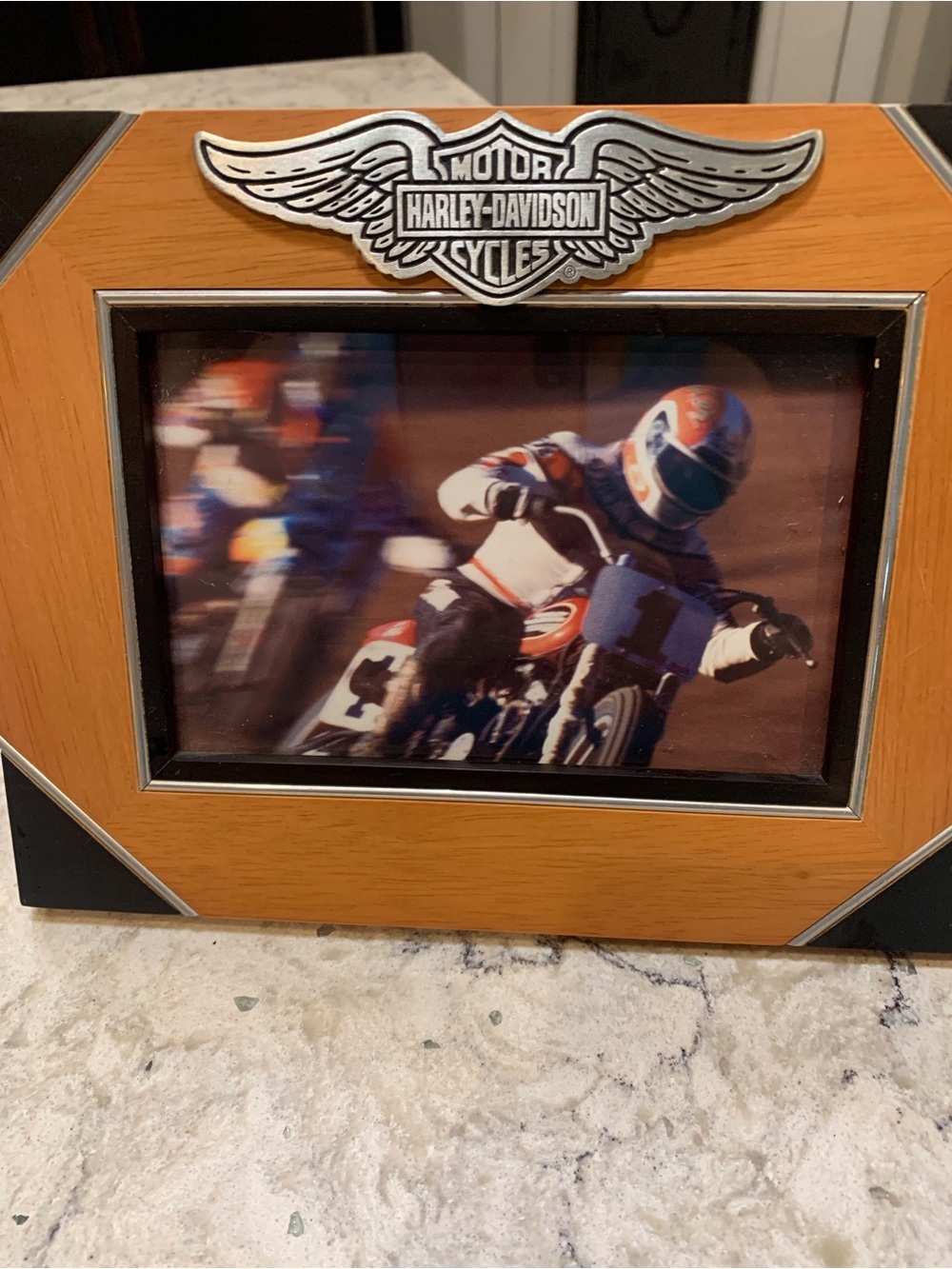 Harley-Davidson Orange and Black Photo Frame with Winged Logo